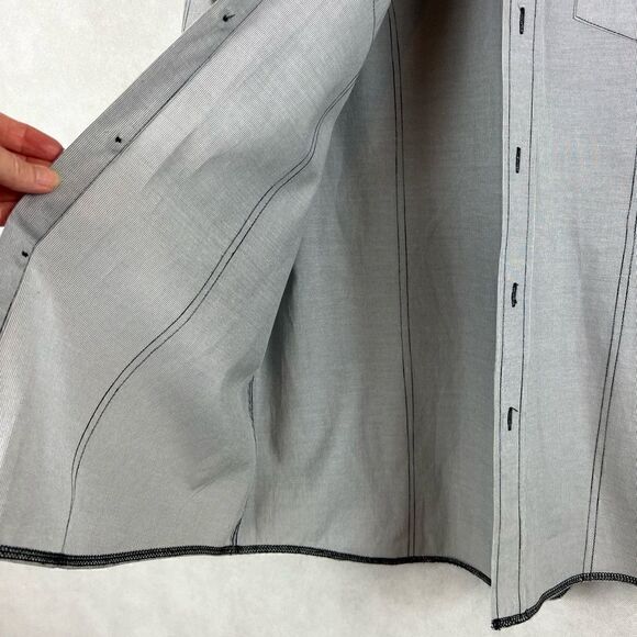 No Retreat Engineer Grey Black Striped Button Up Casual Shirt - Picture 8 of 12